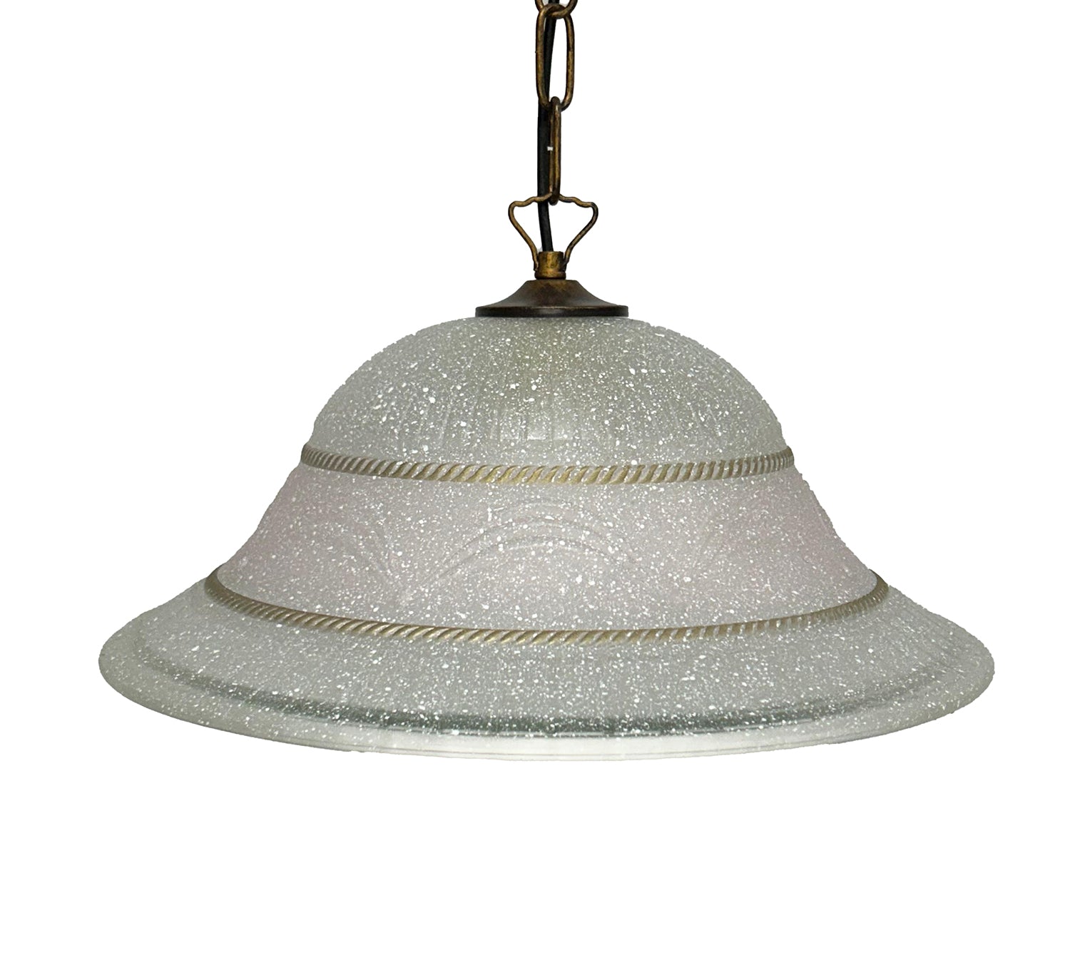 Lampadario a Sospensione Classico in Vetro, 1 Luce, per Cucina, Bagno, Camera, Soggiorno, Scala, Corridoio art. (CORONA ROSA)