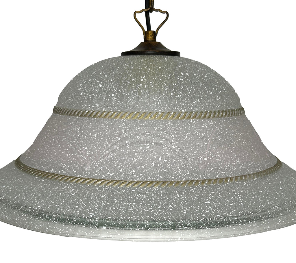 Lampadario a Sospensione Classico in Vetro, 1 Luce, per Cucina, Bagno, Camera, Soggiorno, Scala, Corridoio art. (CORONA ROSA)