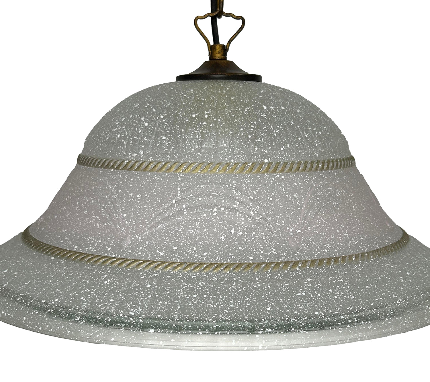 Lampadario a Sospensione Classico in Vetro, 1 Luce, per Cucina, Bagno, Camera, Soggiorno, Scala, Corridoio art. (CORONA ROSA)