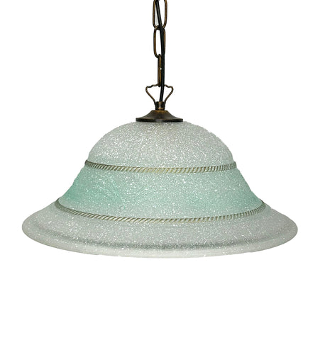 Lampadario a Sospensione Classico in Vetro, 1 Luce, per Cucina, Bagno, Camera, Soggiorno, Scala, Corridoio art. (CORONA VERDE)