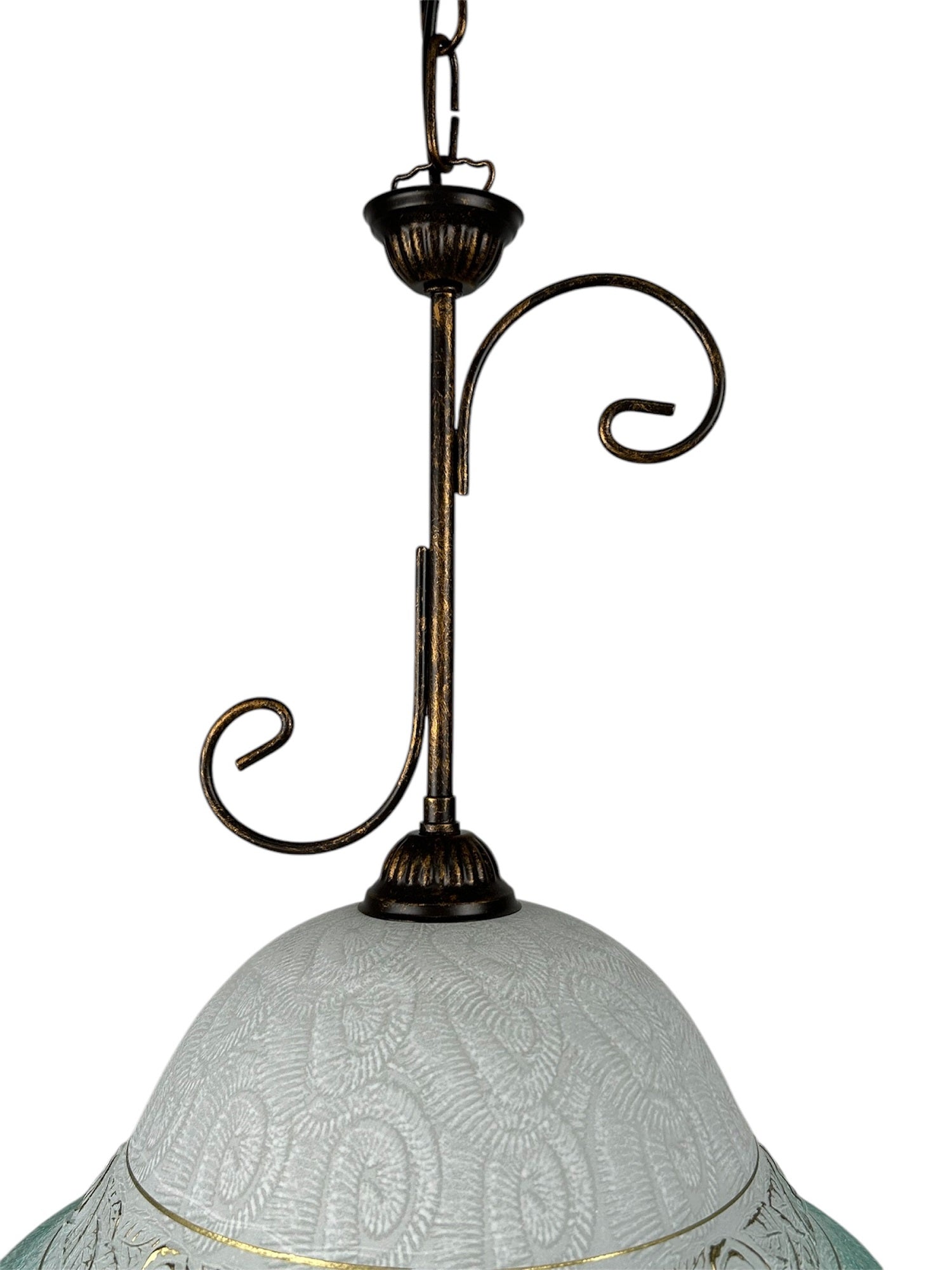 Lampadario a Sospensione ingresso 1 Luce in ferro battuto e vetro, per Cucina, Bagno, Camera, Soggiorno, Scala, Corridoio art. david