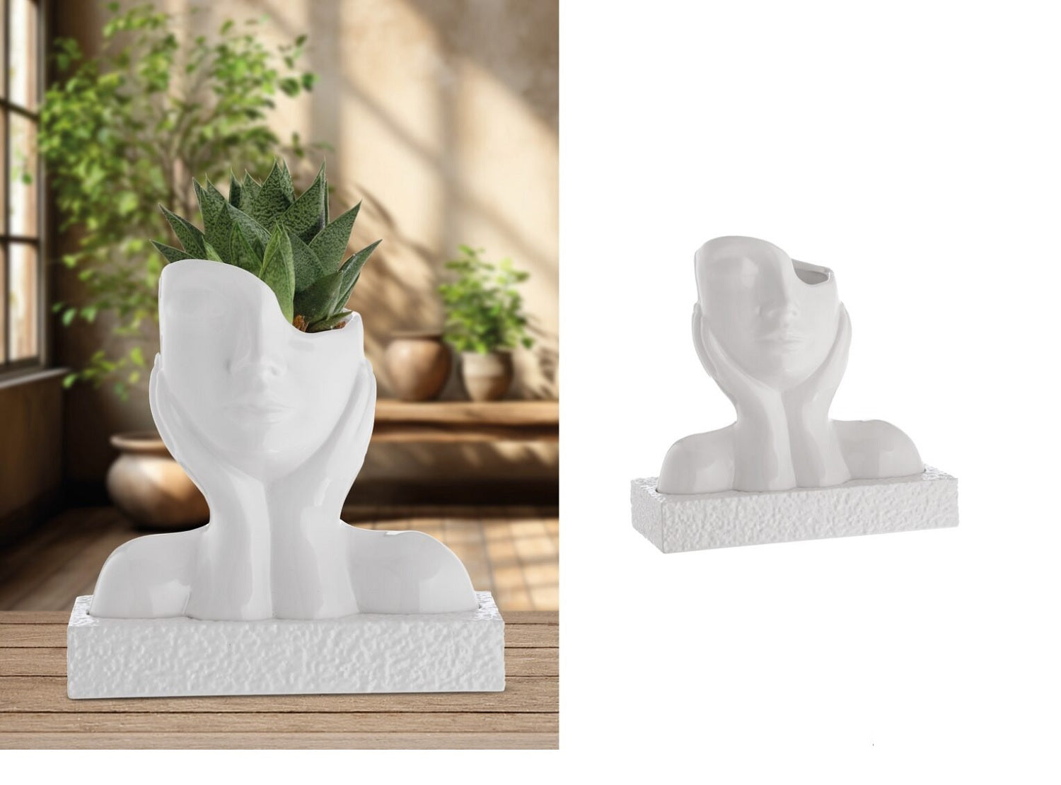 Vaso decorativo in ceramica non sento, scultura bianca con portafiori, decorazione per la casa moderna gdm 24006H