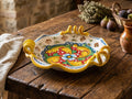 Centrotavola piccolo in ceramica decorata a mano da ceramisti siciliani fiore rosso art 7
