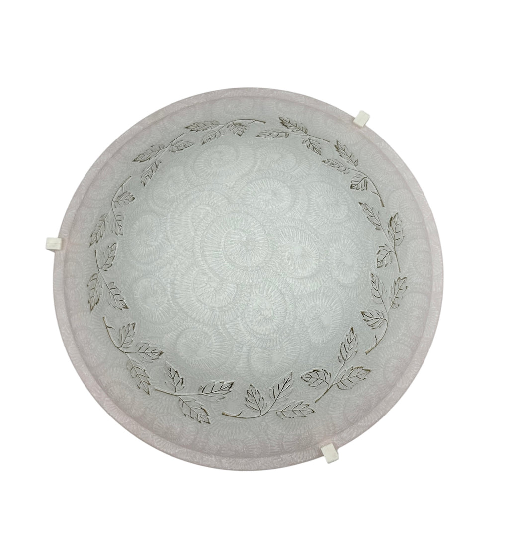Plafoniera da soffitto classica in vetro rotonda decorata camera da letto, sala da pranzo, cucina, bagno, ingresso foglie rosa D 40 cm