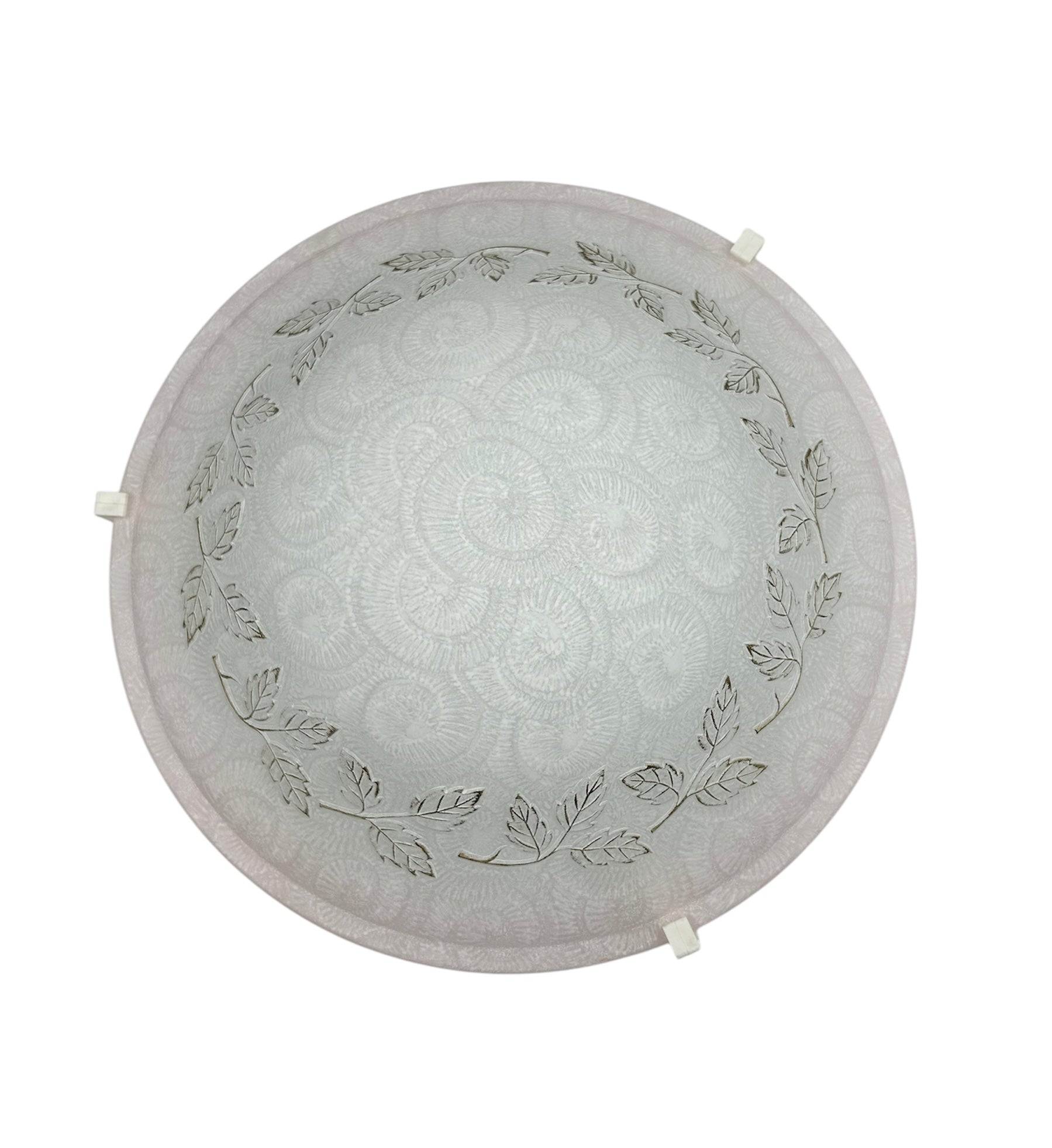 Plafoniera da soffitto classica in vetro rotonda decorata camera da letto, sala da pranzo, cucina, bagno, ingresso foglie rosa D 40 cm