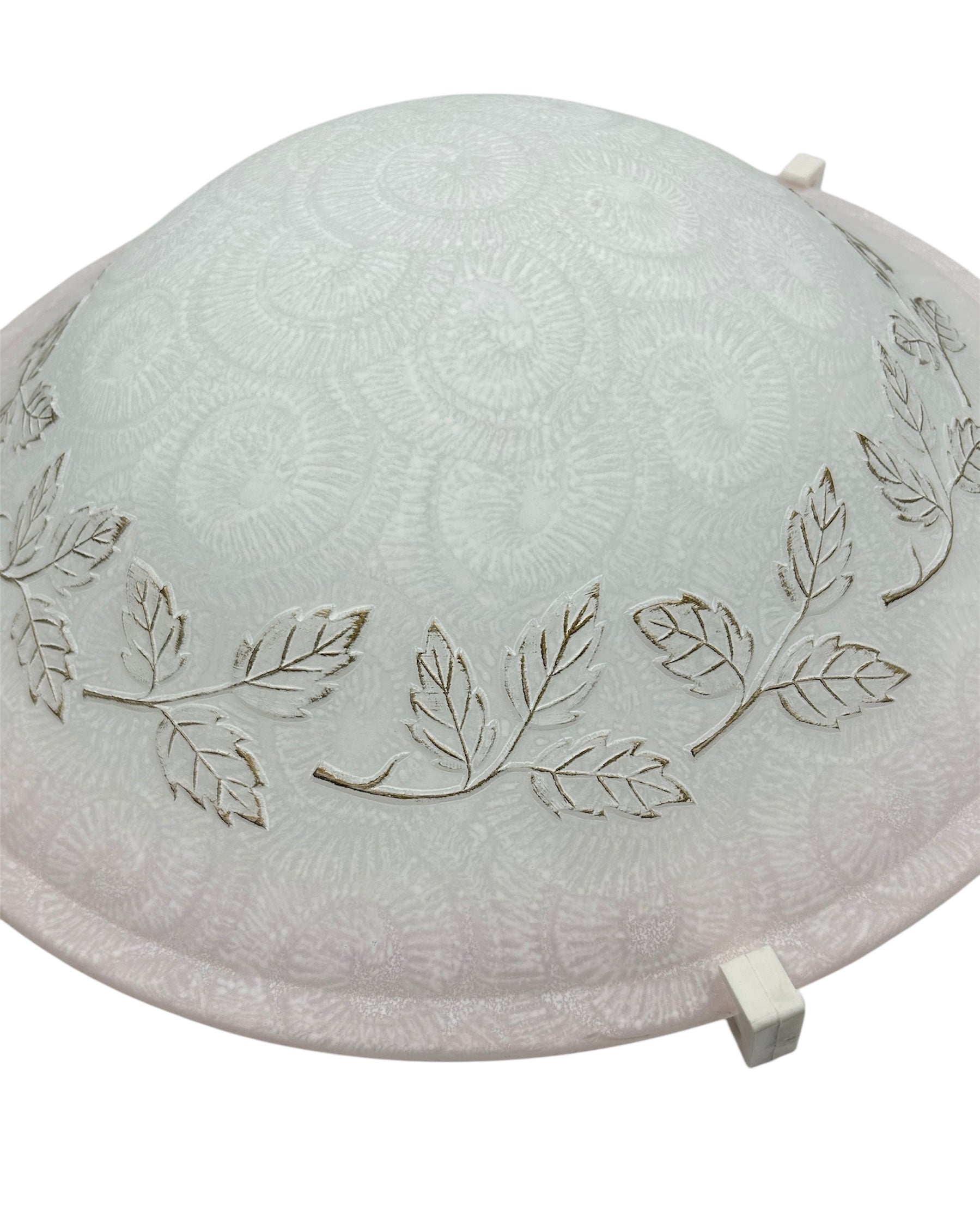 Plafoniera da soffitto classica in vetro rotonda decorata camera da letto, sala da pranzo, cucina, bagno, ingresso foglie rosa D 40 cm