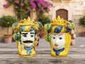 Coppia teste di moro in ceramica siciliana di Caltagirone h15cm art. frutta