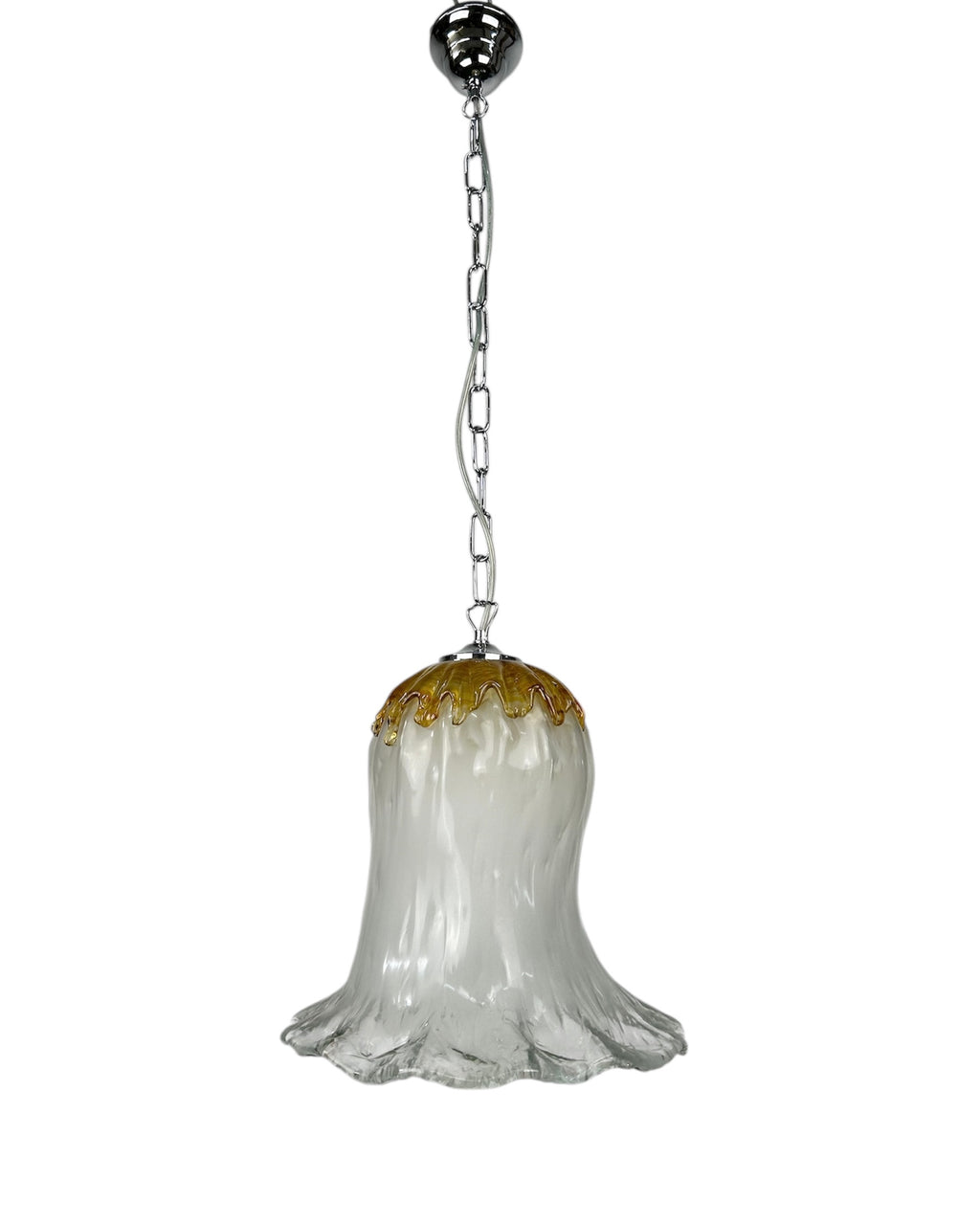 Lampadario a Sospensione Ingresso Moderno in Vetro Murano, 1 Luce, per Cucina, Bagno, Camera, Soggiorno, Scala, Corridoio art. giostra ambra