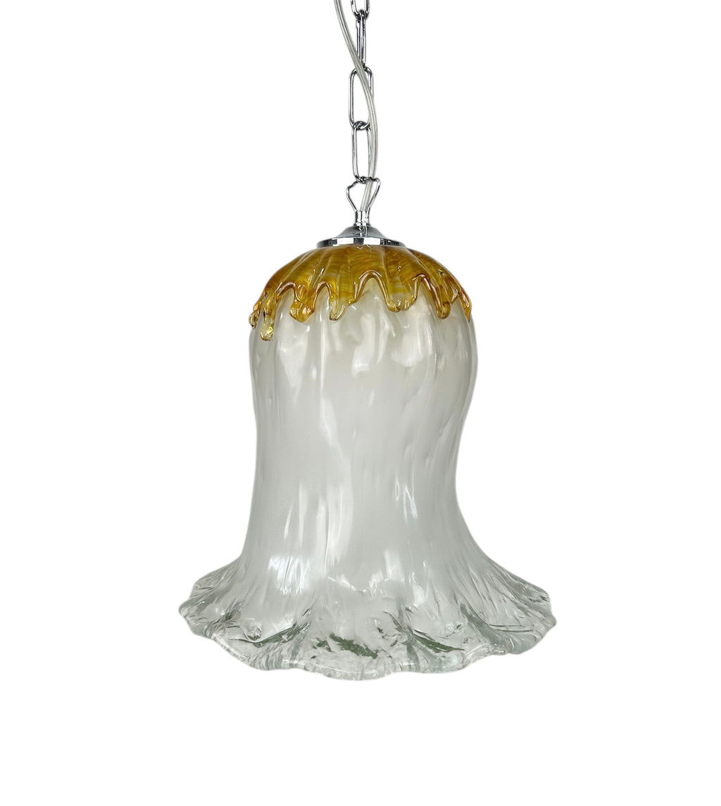 Lampadario a Sospensione Ingresso Moderno in Vetro Murano, 1 Luce, per Cucina, Bagno, Camera, Soggiorno, Scala, Corridoio art. giostra ambra