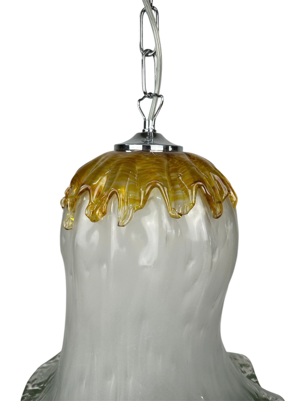 Lampadario a Sospensione Ingresso Moderno in Vetro Murano, 1 Luce, per Cucina, Bagno, Camera, Soggiorno, Scala, Corridoio art. giostra ambra