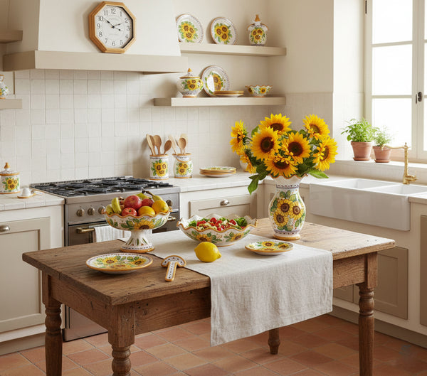 Vaso grande lavorato in ceramica decorata a mano da ceramisti siciliani girasole art 16