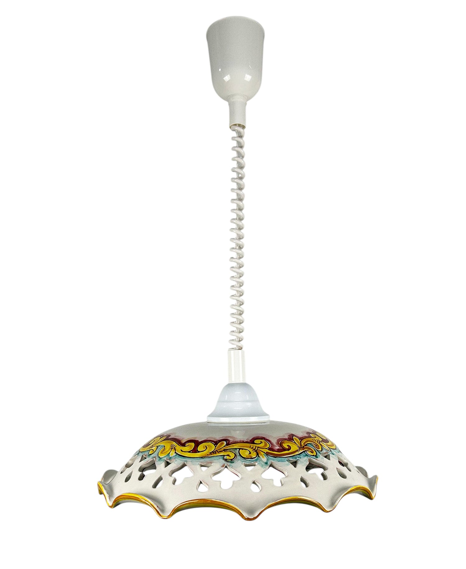 Lampadario a sospensione 1 luce saliscendi con ceramica realizzata e decorata artigianalmente coll. giulia (GIULIA)