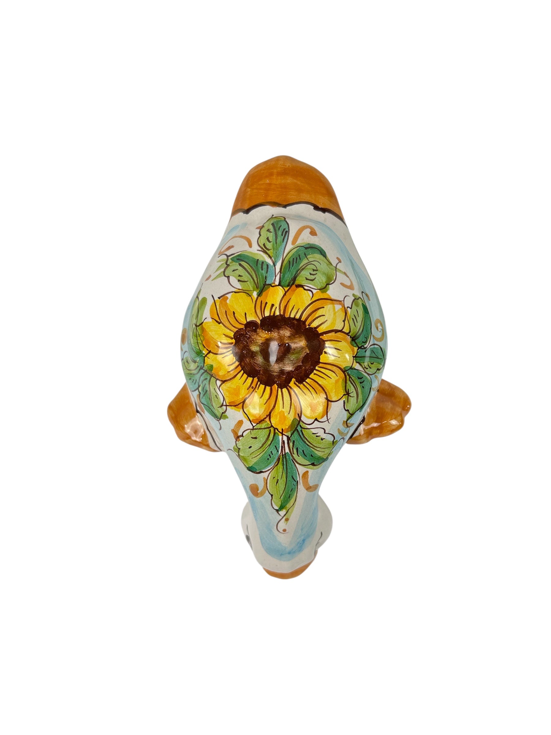 Papera in ceramica siciliana di santo stefano di camastra realizzata e decorata totalmente a mano girasole