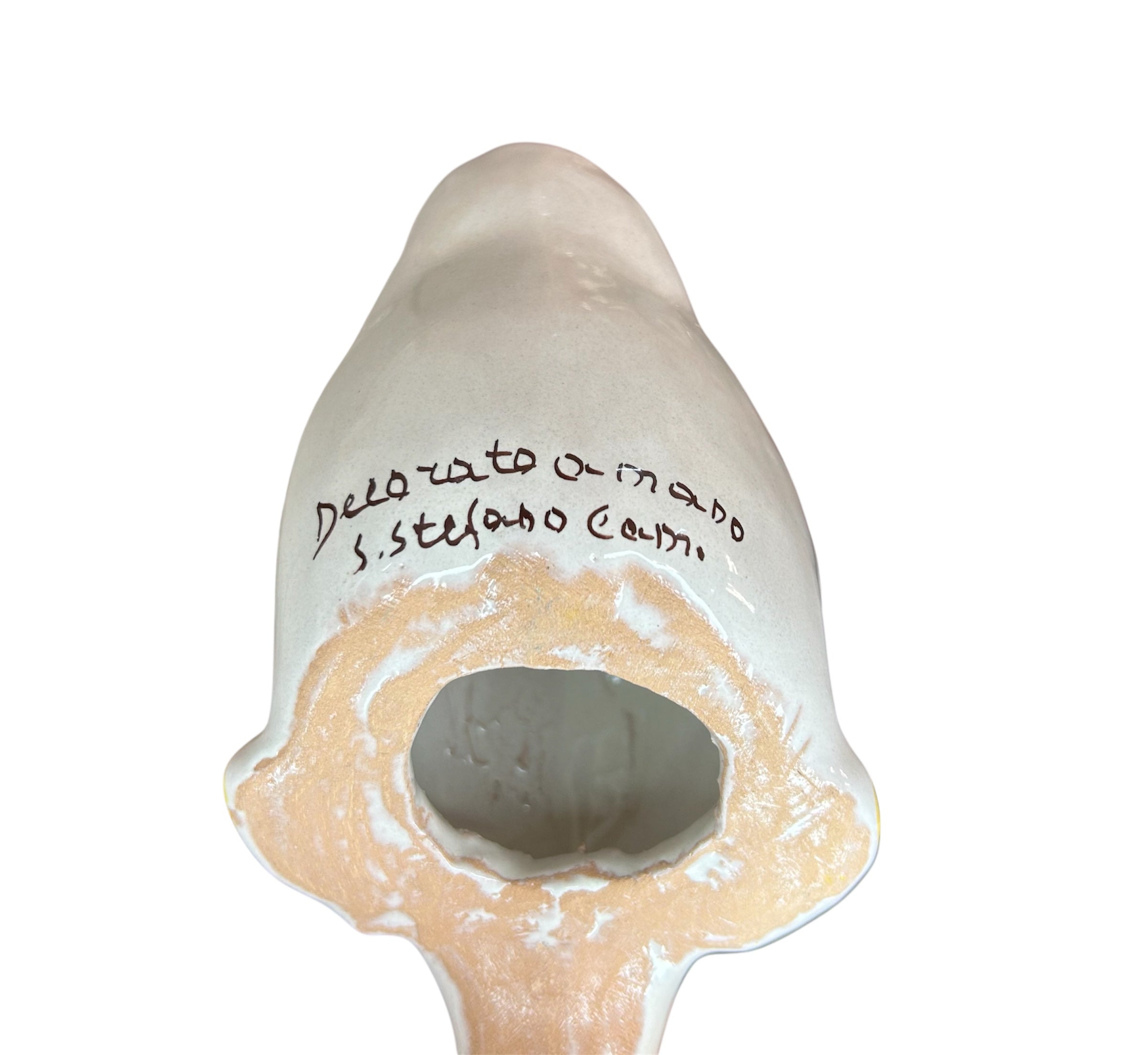 Papera in ceramica siciliana di santo stefano di camastra realizzata e decorata totalmente a mano limoni