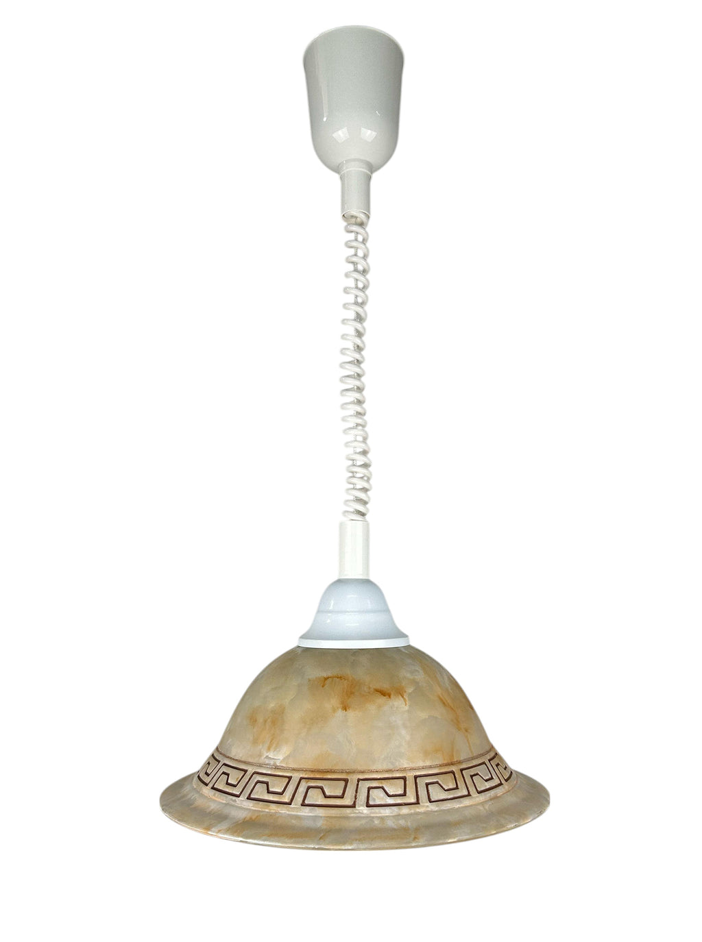 Lampadario a sospensione 1 luce saliscendi con diffusore realizzato artigianalmente coll. greca (DIAMETRO 30 CM)