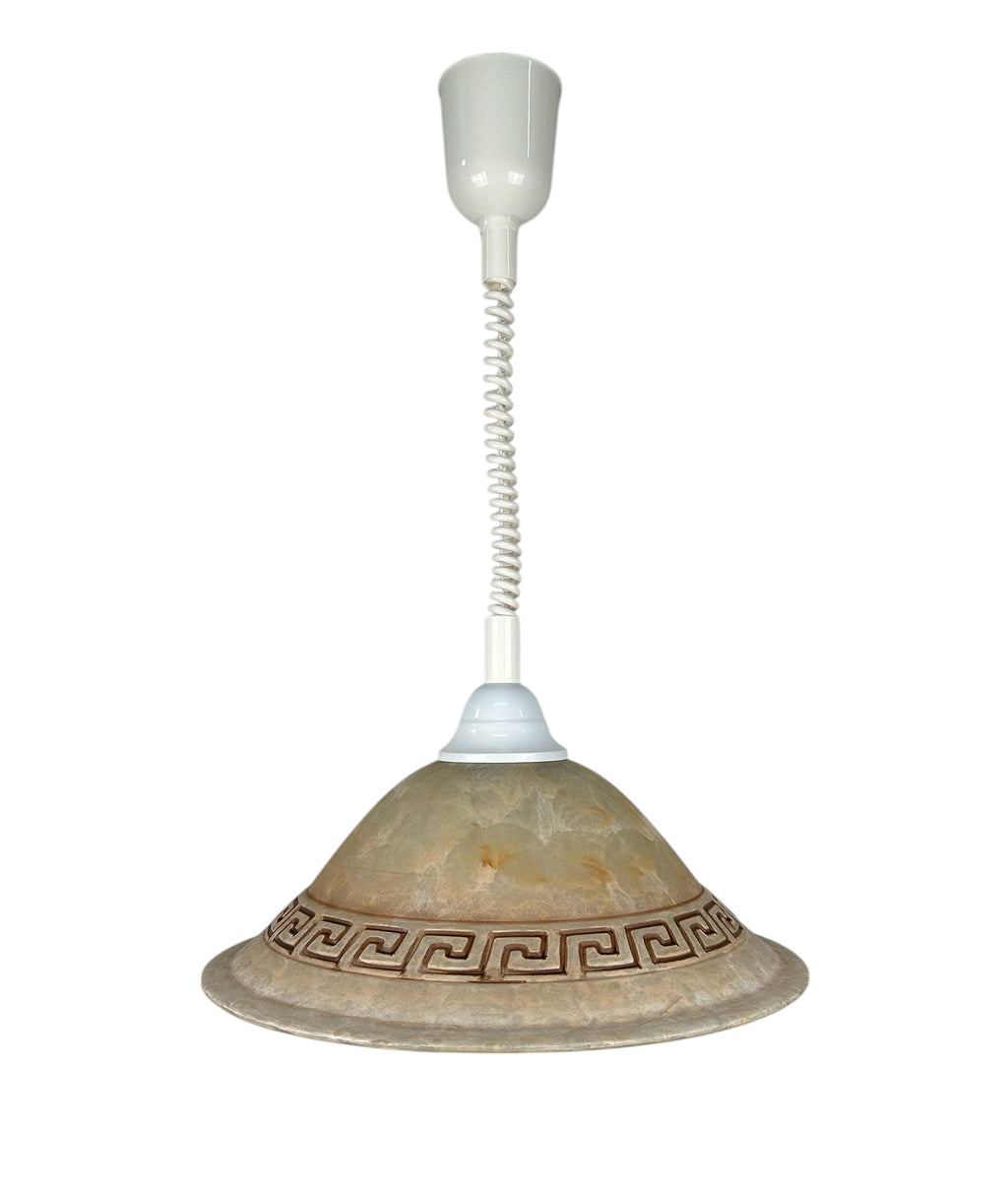 Lampadario a sospensione 1 luce saliscendi con diffusore realizzato artigianalmente coll. greca (DIAMETRO 40 CM)
