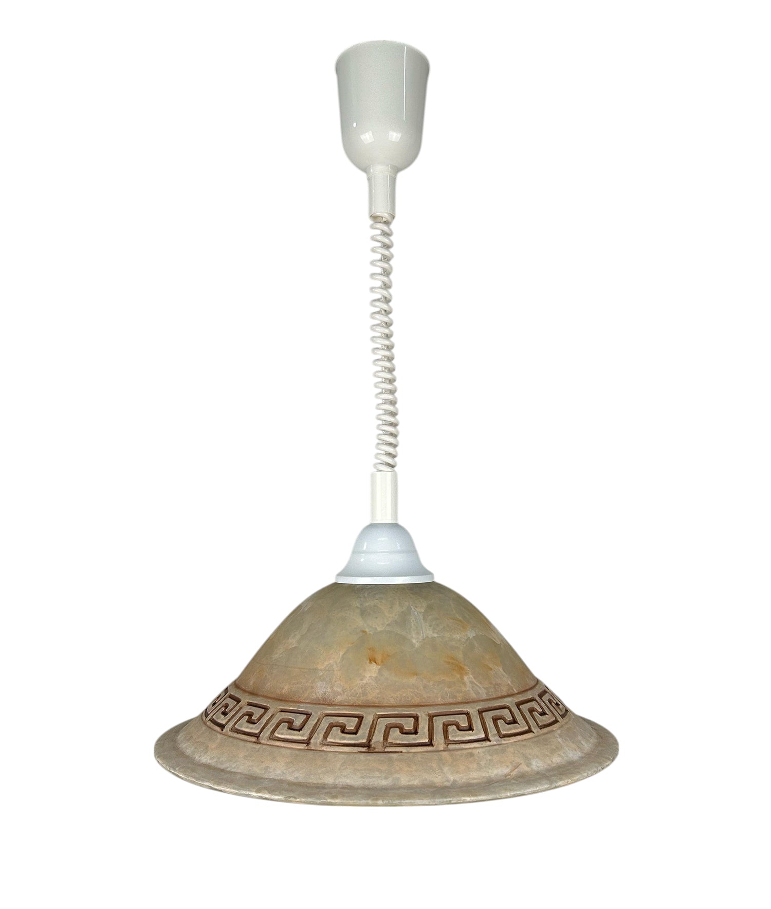 Lampadario a sospensione 1 luce saliscendi con diffusore realizzato artigianalmente coll. greca (DIAMETRO 40 CM)