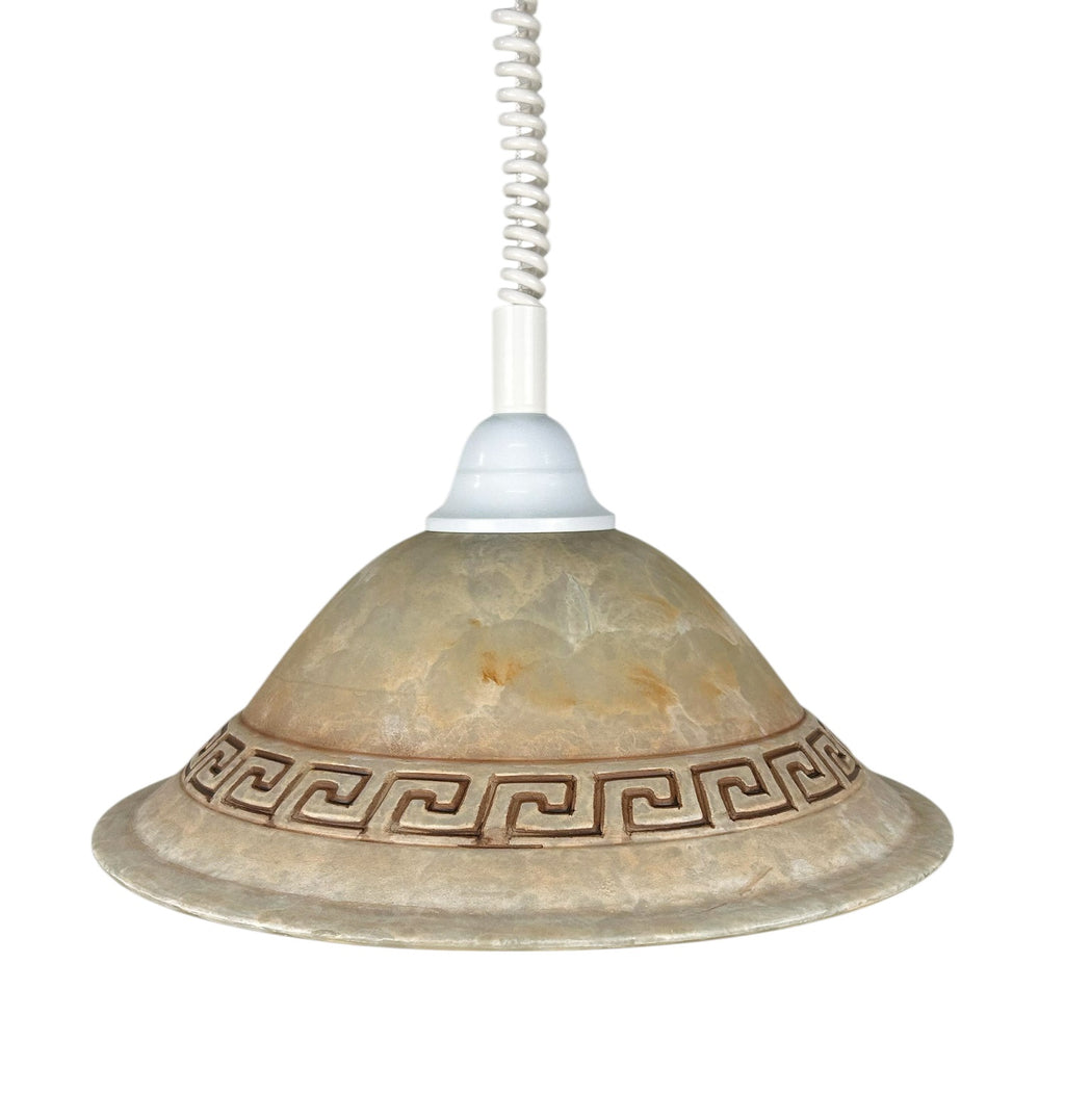 Lampadario a sospensione 1 luce saliscendi con diffusore realizzato artigianalmente coll. greca (DIAMETRO 40 CM)