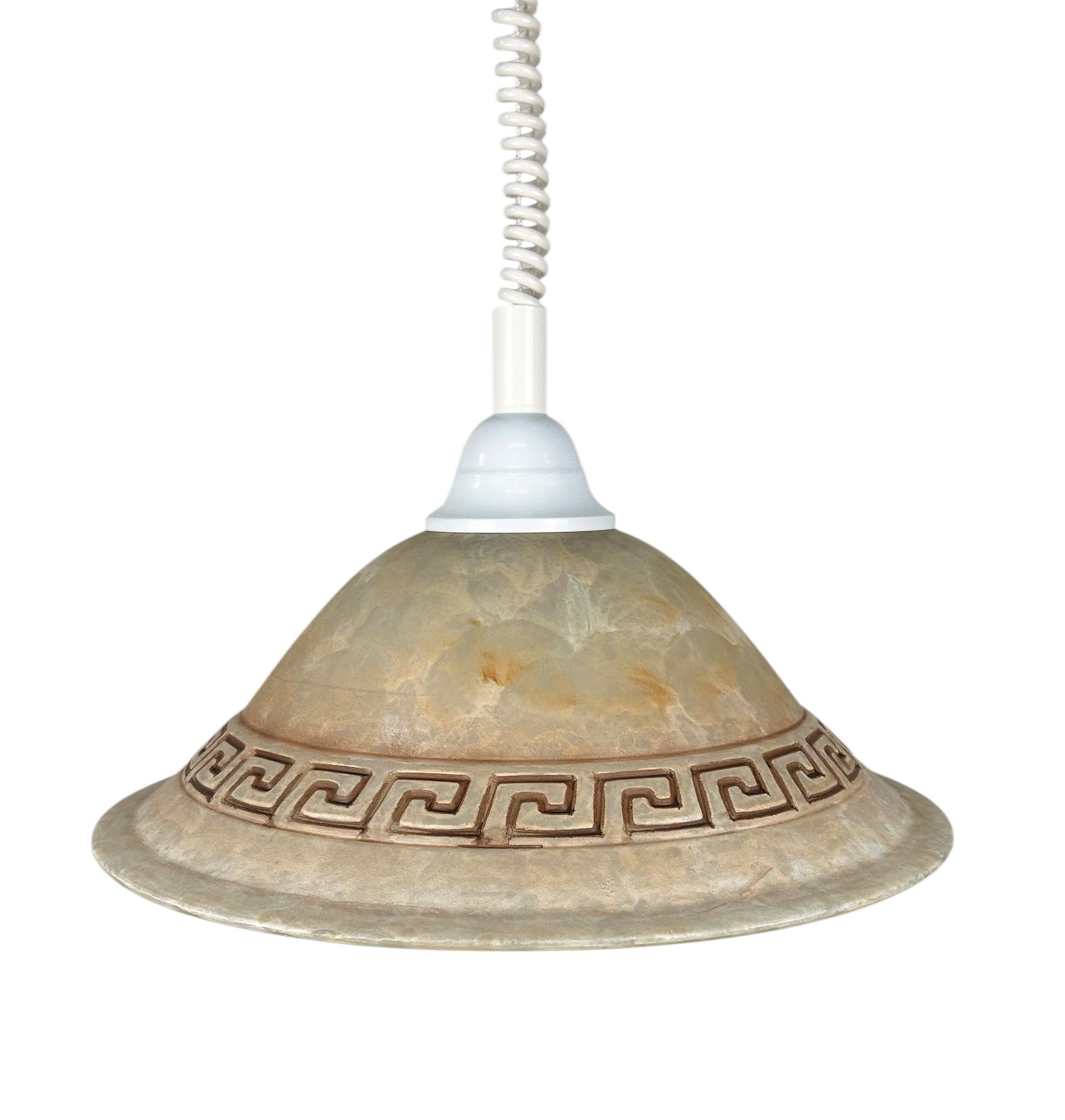 Lampadario a sospensione 1 luce saliscendi con diffusore realizzato artigianalmente coll. greca (DIAMETRO 40 CM)