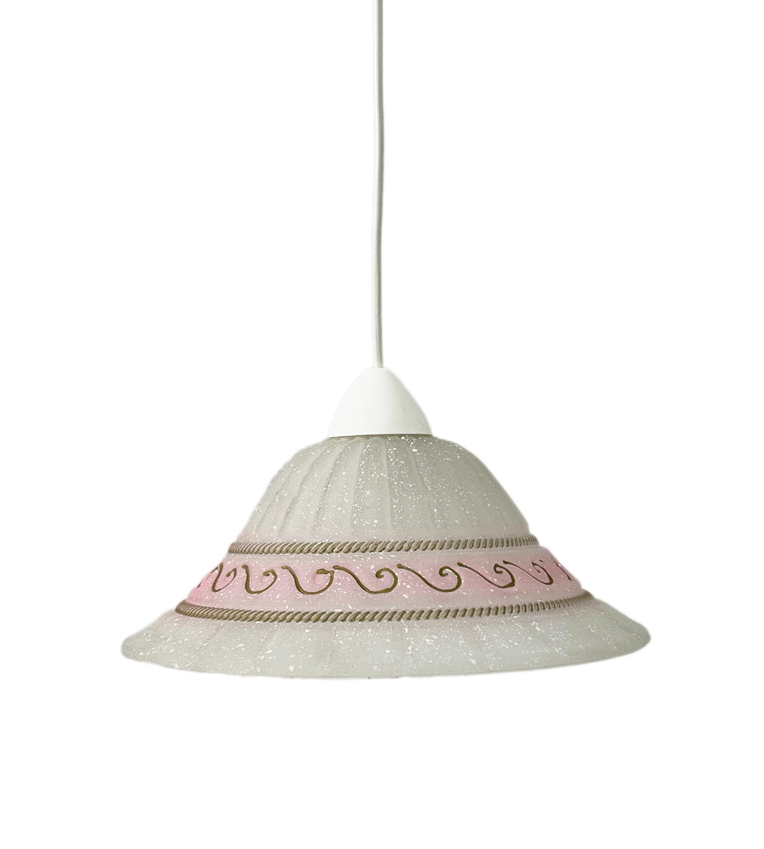 Lampadario a Sospensione Classico in Vetro, 1 Luce, per Cucina, Bagno, Camera, Soggiorno, Scala, Corridoio art. Greca rosa