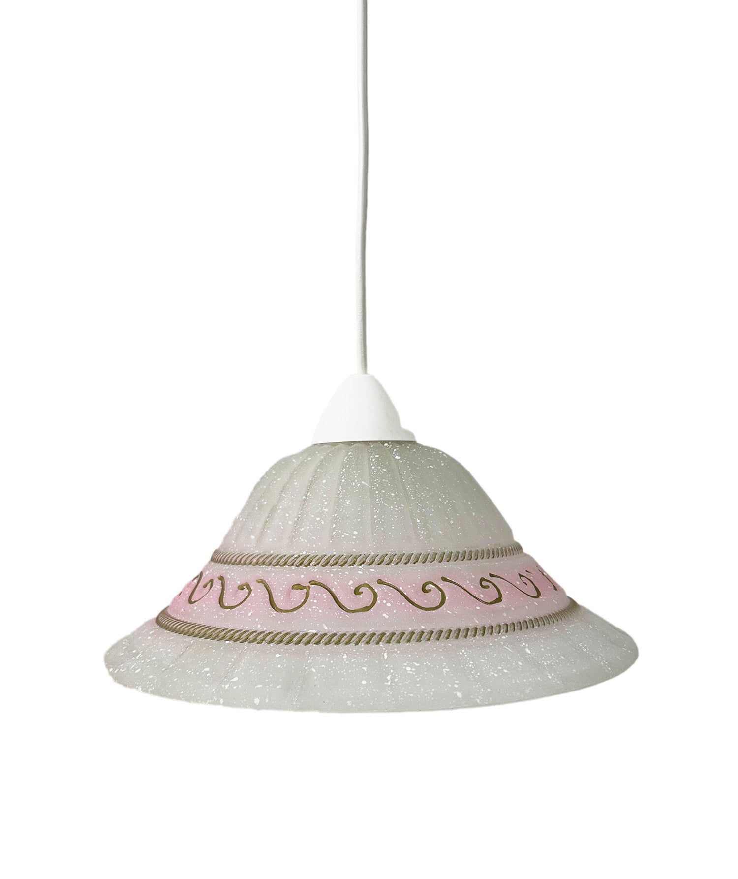 Lampadario a Sospensione Classico in Vetro, 1 Luce, per Cucina, Bagno, Camera, Soggiorno, Scala, Corridoio art. Greca rosa