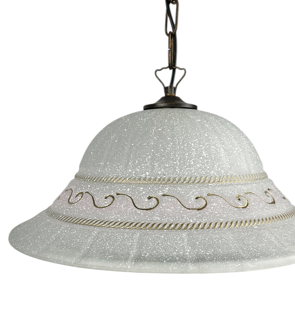 Lampadario a Sospensione Classico in Vetro, 1 Luce, per Cucina, Bagno, Camera, Soggiorno, Scala, Corridoio art. Greca Rosa D 40