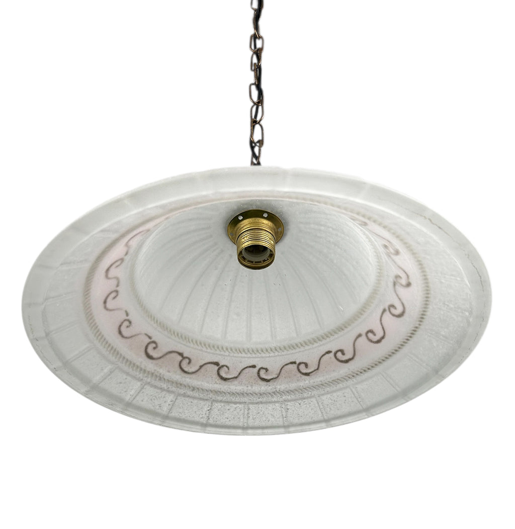 Lampadario a Sospensione Classico in Vetro, 1 Luce, per Cucina, Bagno, Camera, Soggiorno, Scala, Corridoio art. Greca Rosa D 40