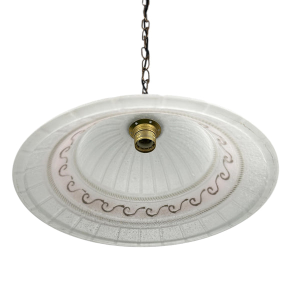 Lampadario a Sospensione Classico in Vetro, 1 Luce, per Cucina, Bagno, Camera, Soggiorno, Scala, Corridoio art. Greca Rosa D 40