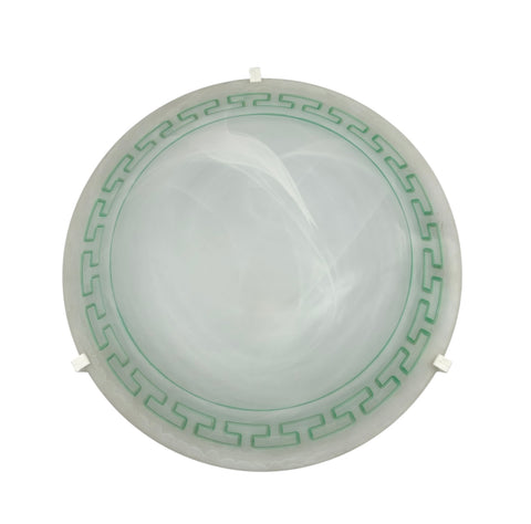 Plafoniera da soffitto classica in vetro rotonda decorata camera da letto, sala da pranzo, cucina, bagno, ingresso greco verde D 40 cm