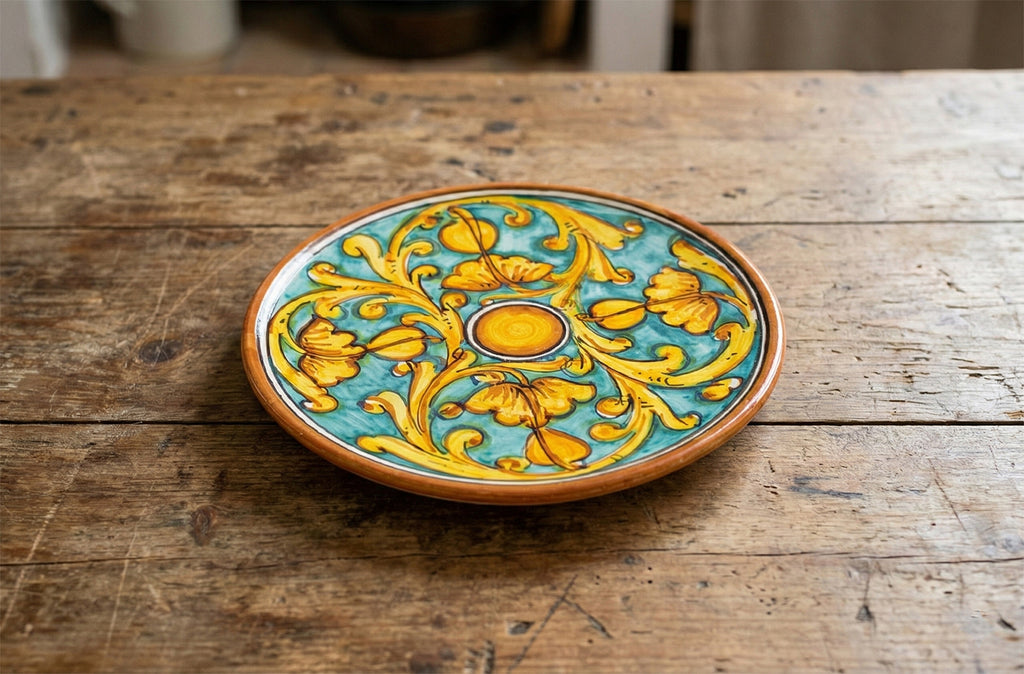 Medium ceramic plate hand decorated by Sicilian ceramists Gianluca art 13