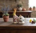 Gatto in ceramica di Caltagione realizzato a mano, animali portafortuna art. rosa
