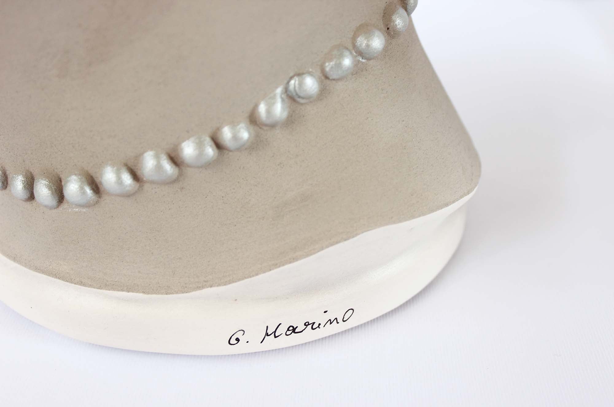 ILAB Pair of Moorish Heads Queen and King in Sicilian Ceramic Hand Decorated Blue and Gold Modern gic h25cm 