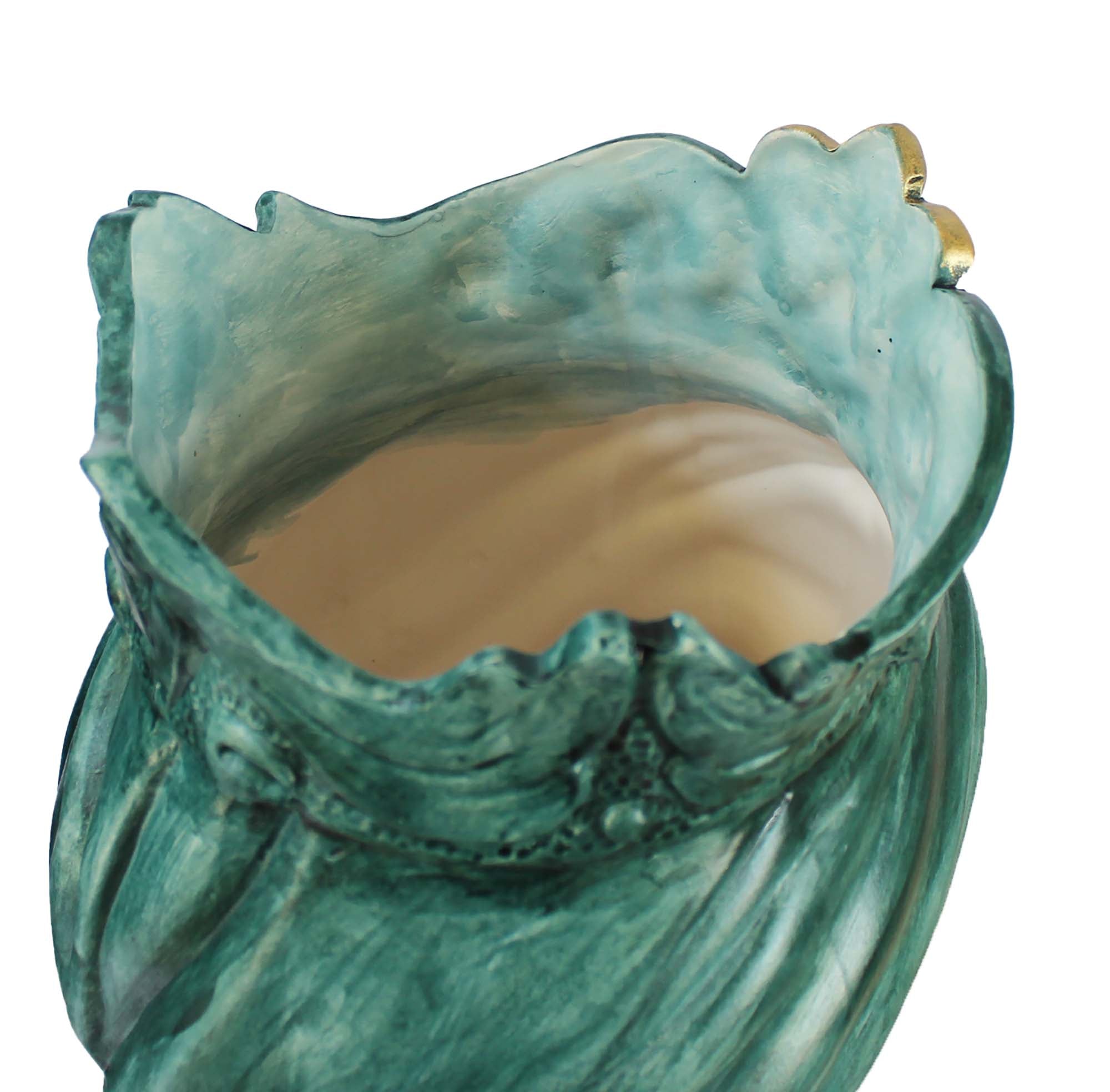 ILAB Pair of Moorish Heads Queen and King in Sicilian Ceramic Hand Decorated Blue and Gold Modern gic h25cm 