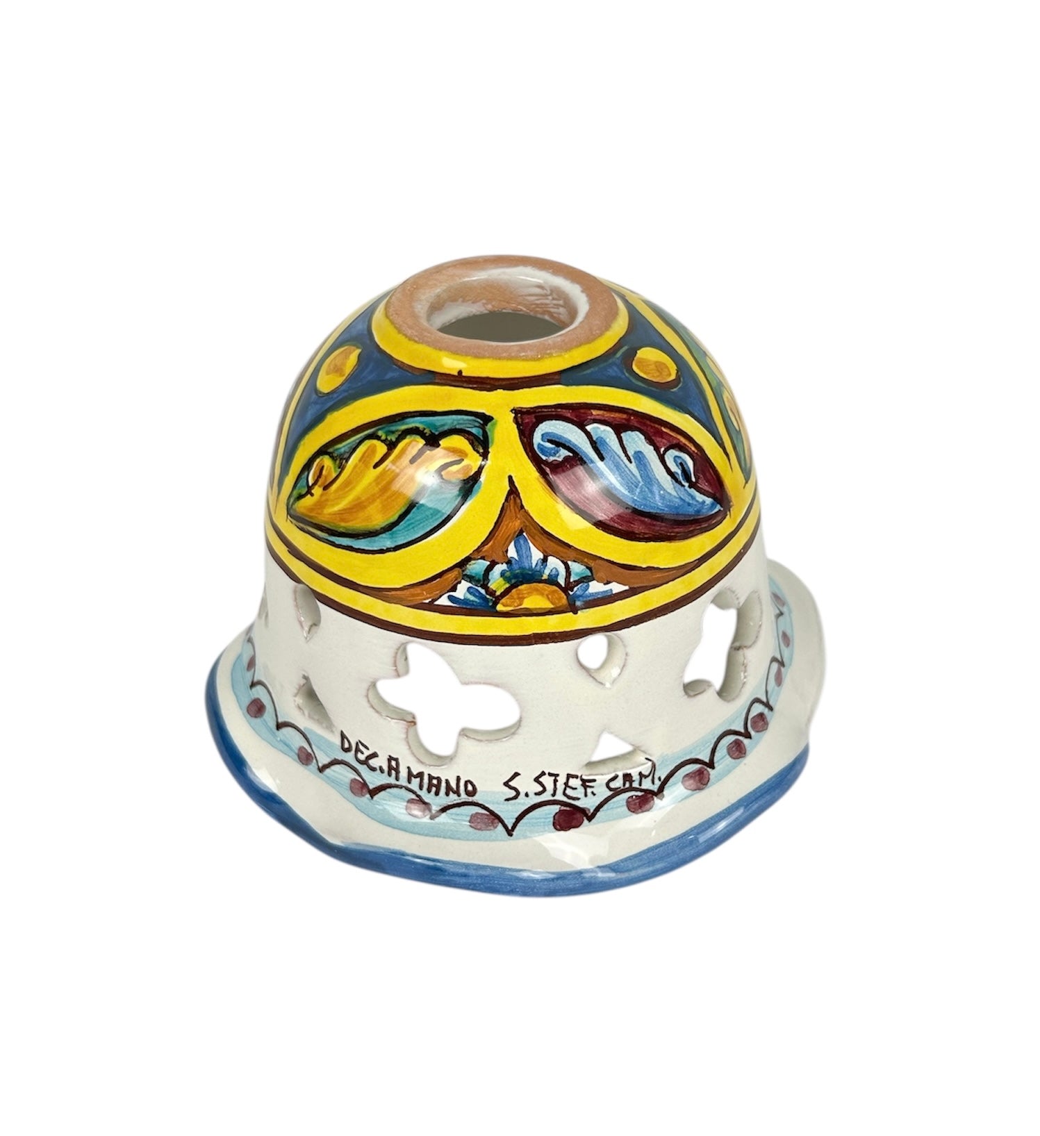 Coppa in ceramica per lampadario applique plafoniera decorata realizzata e firmato a mano art. stella