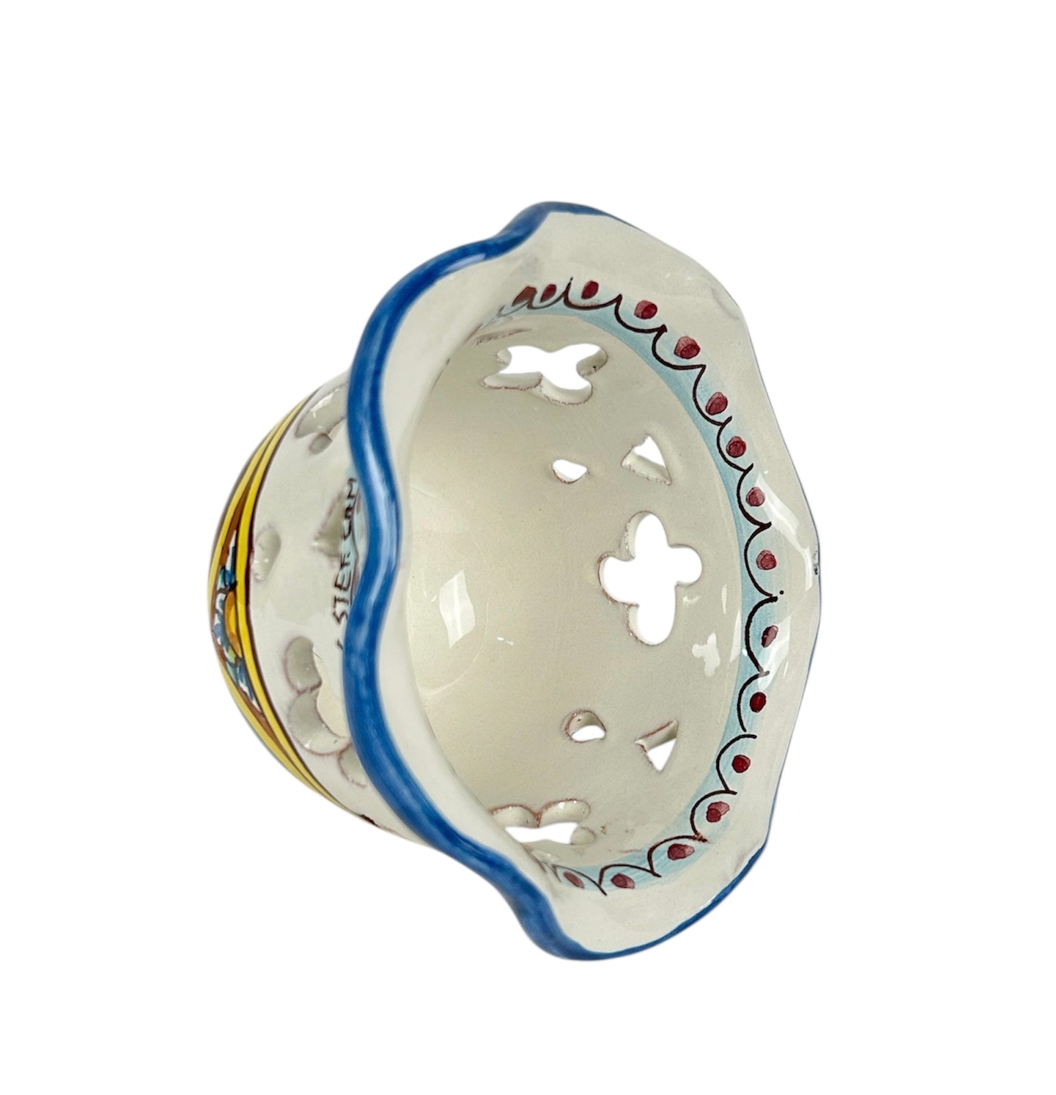 Coppa in ceramica per lampadario applique plafoniera decorata realizzata e firmato a mano art. stella