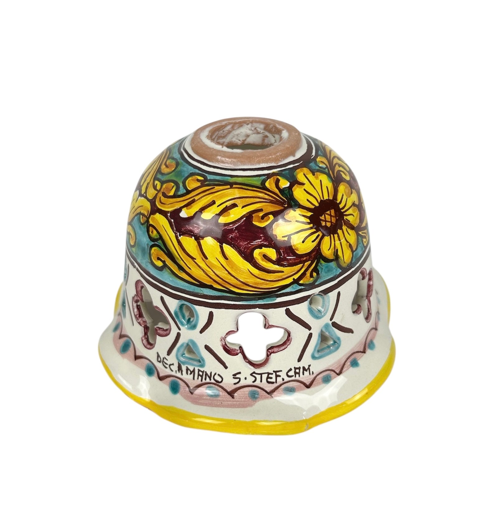 Coppa in ceramica per lampadario applique plafoniera decorata realizzata e firmato a mano art. giulia