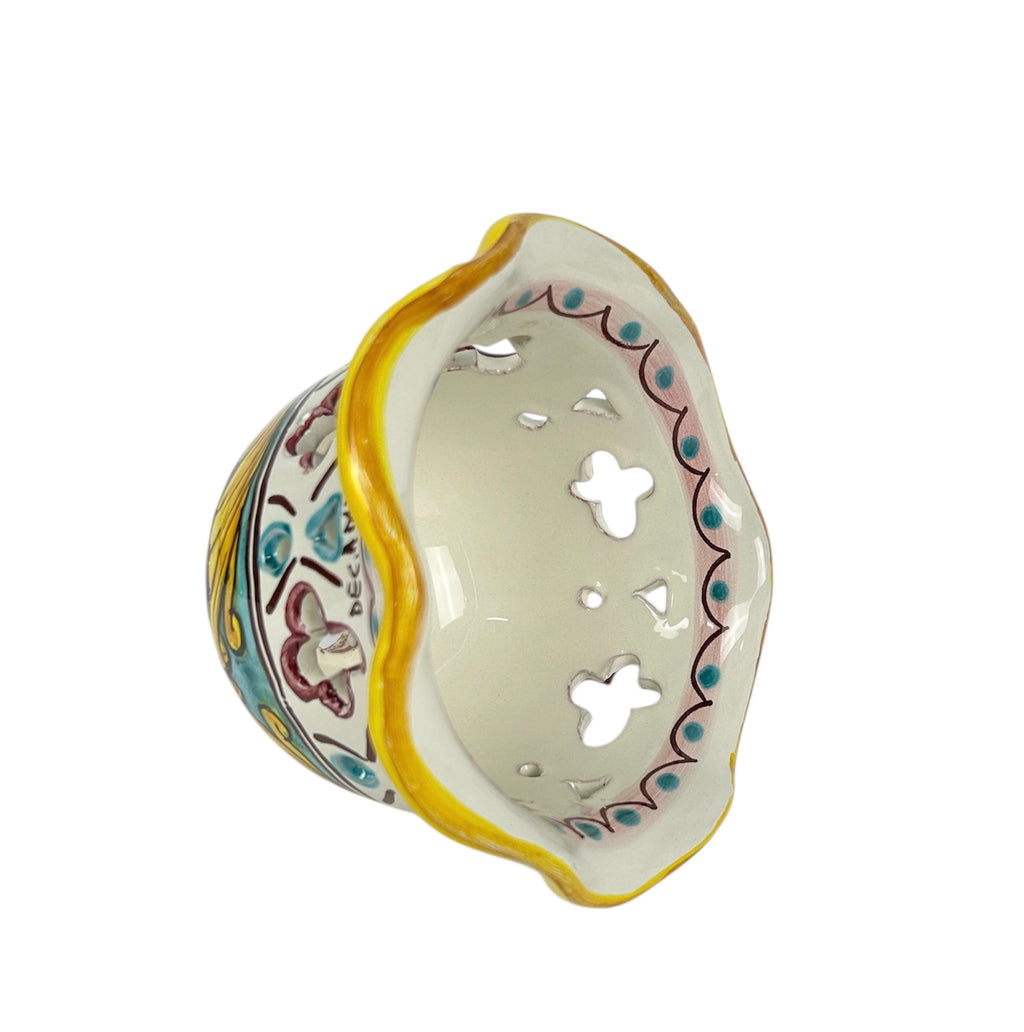 Coppa in ceramica per lampadario applique plafoniera decorata realizzata e firmato a mano art. giulia
