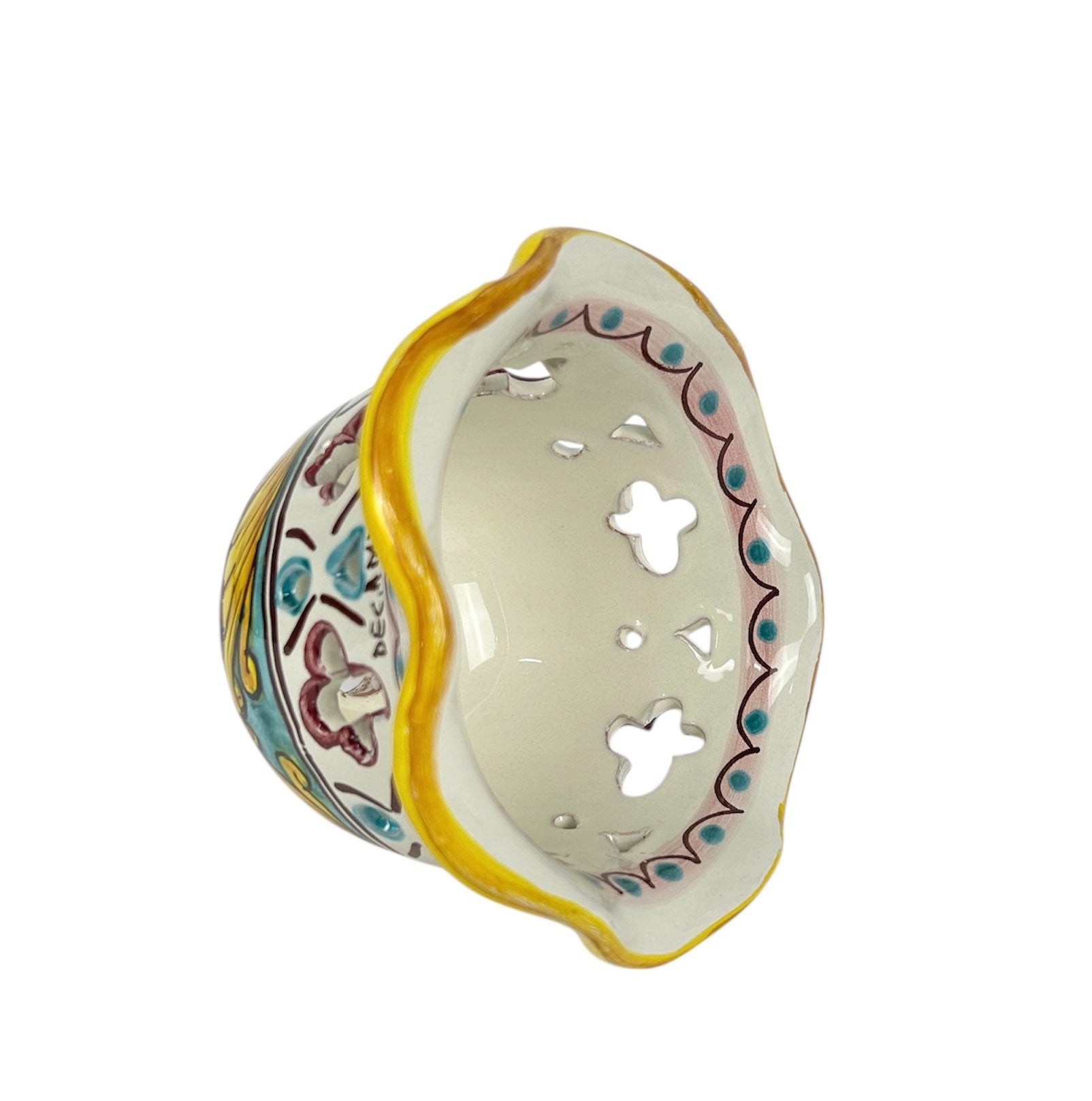 Coppa in ceramica per lampadario applique plafoniera decorata realizzata e firmato a mano art. giulia