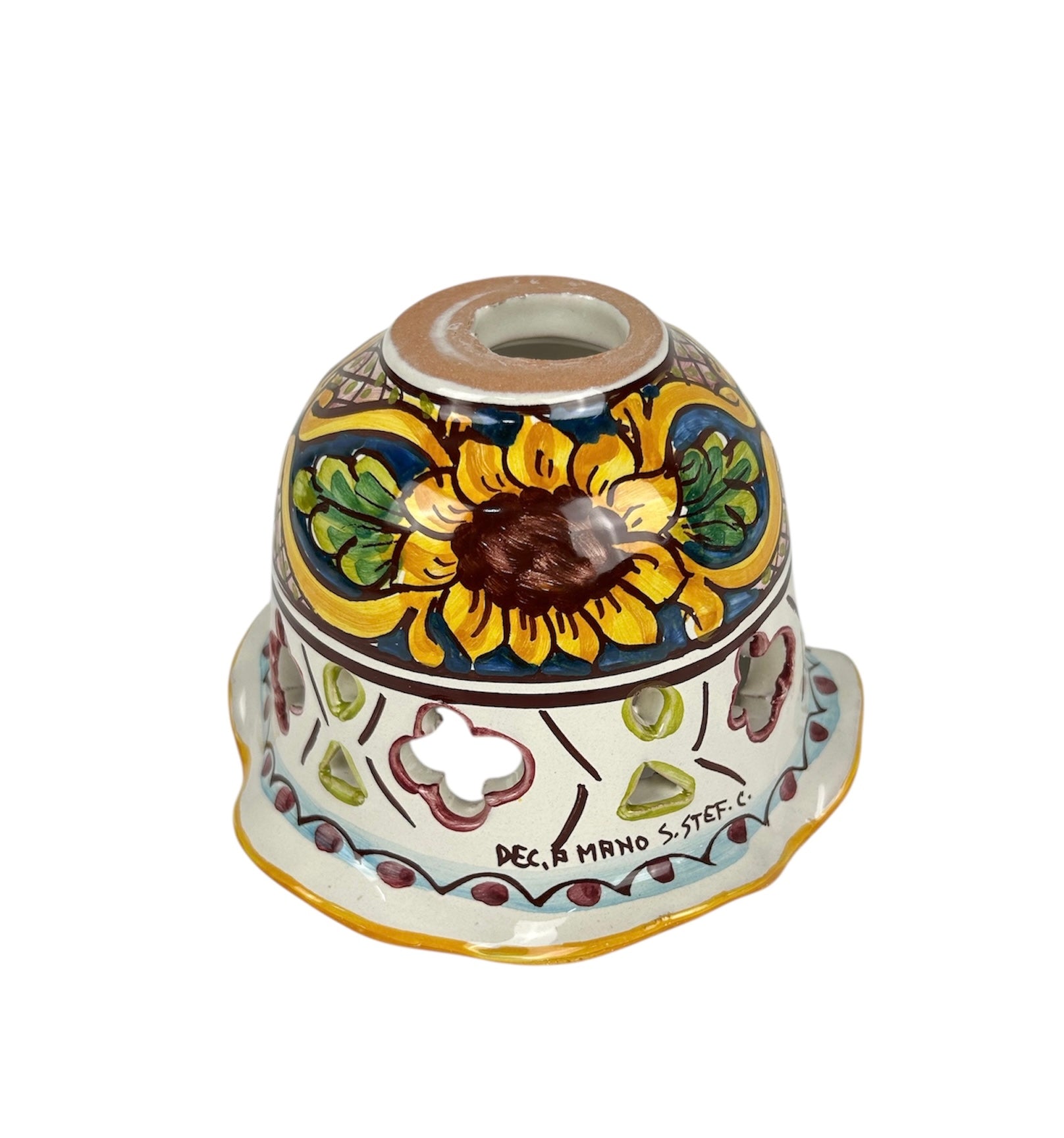 Coppa in ceramica per lampadario applique plafoniera decorata realizzata e firmato a mano art. candida