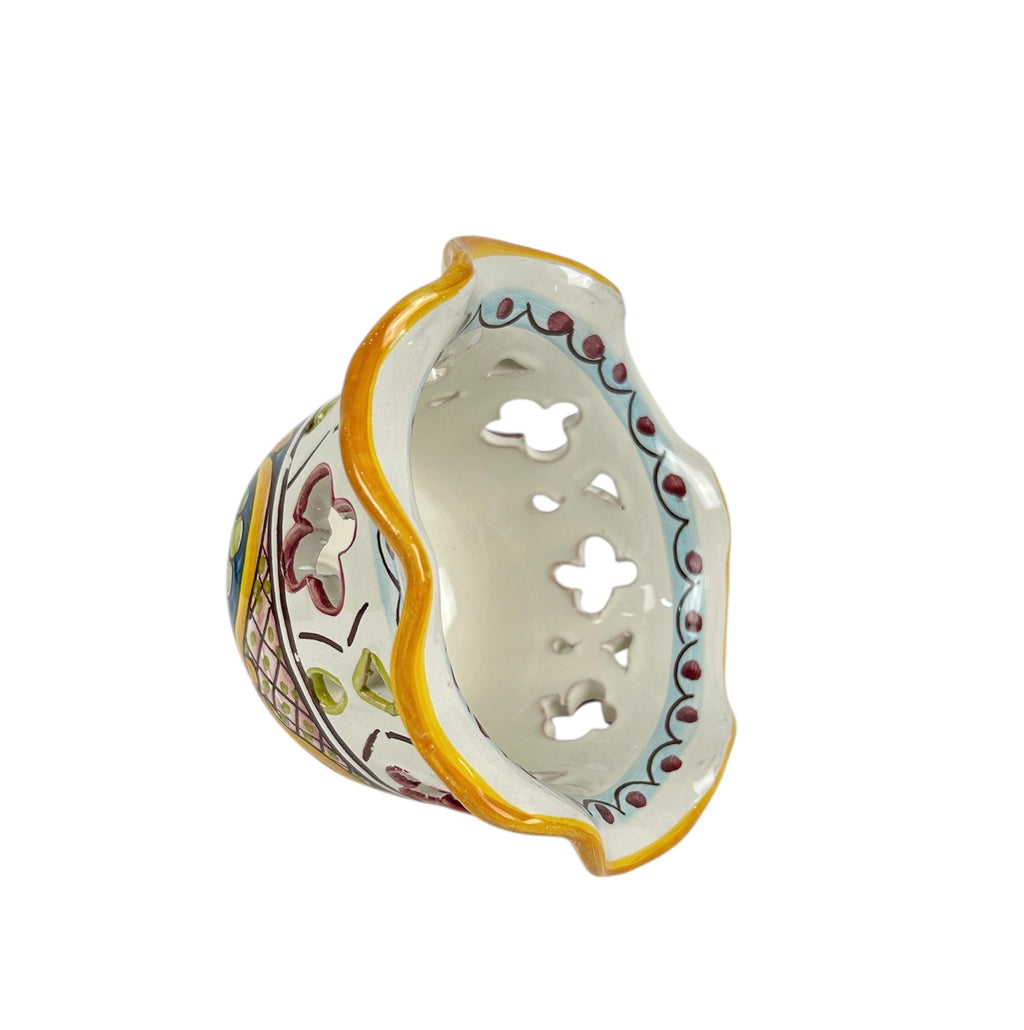 Coppa in ceramica per lampadario applique plafoniera decorata realizzata e firmato a mano art. candida