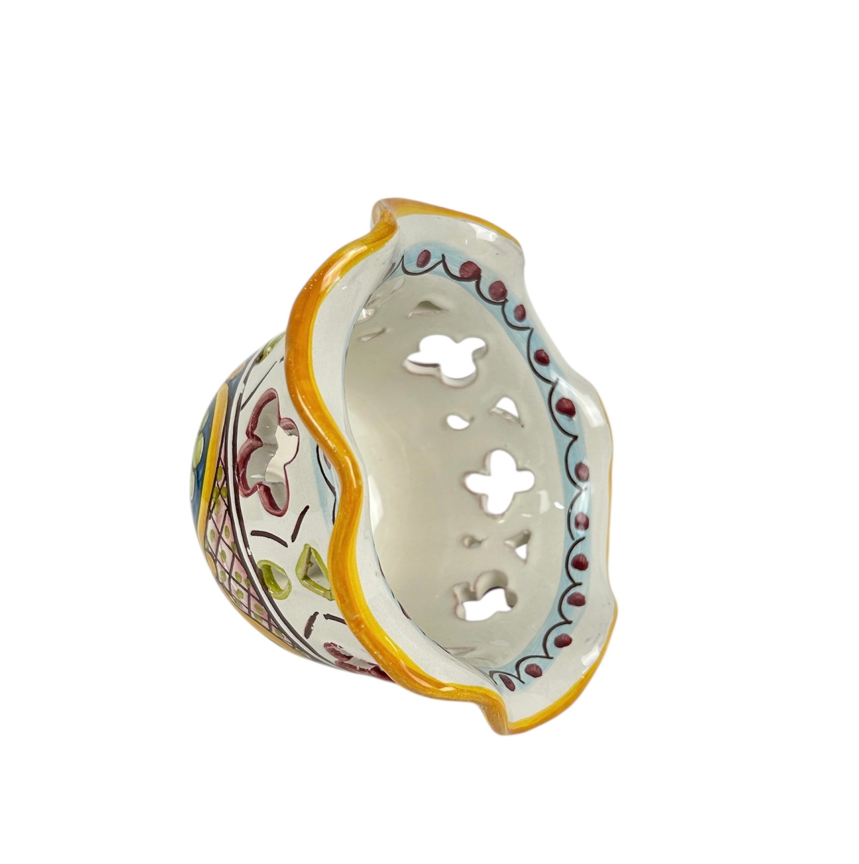 Coppa in ceramica per lampadario applique plafoniera decorata realizzata e firmato a mano art. candida