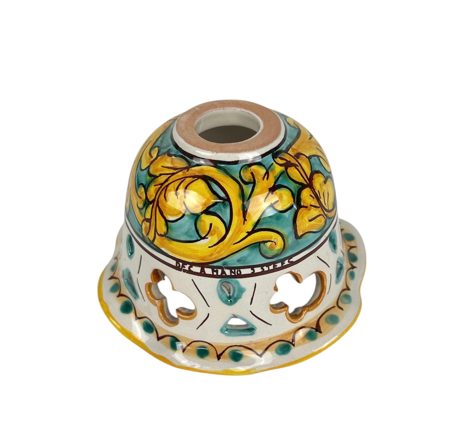 Coppa in ceramica per lampadario applique plafoniera decorata realizzata e firmato a mano art. martina