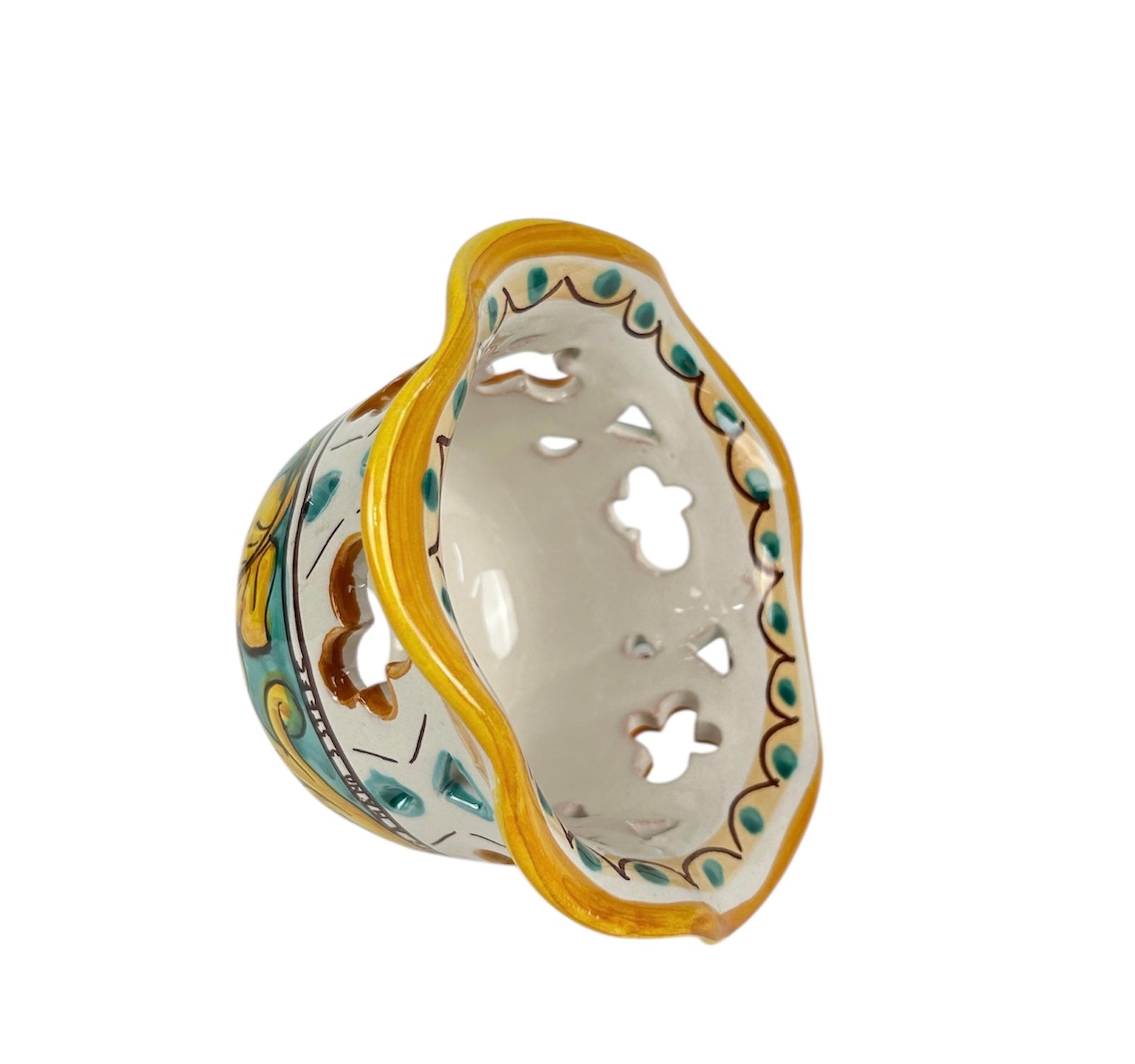 Coppa in ceramica per lampadario applique plafoniera decorata realizzata e firmato a mano art. martina