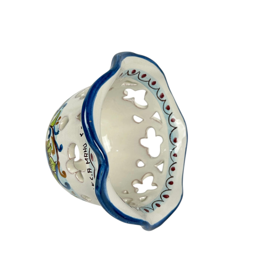 Coppa in ceramica per lampadario applique plafoniera decorata realizzata e firmato a mano art. fiori