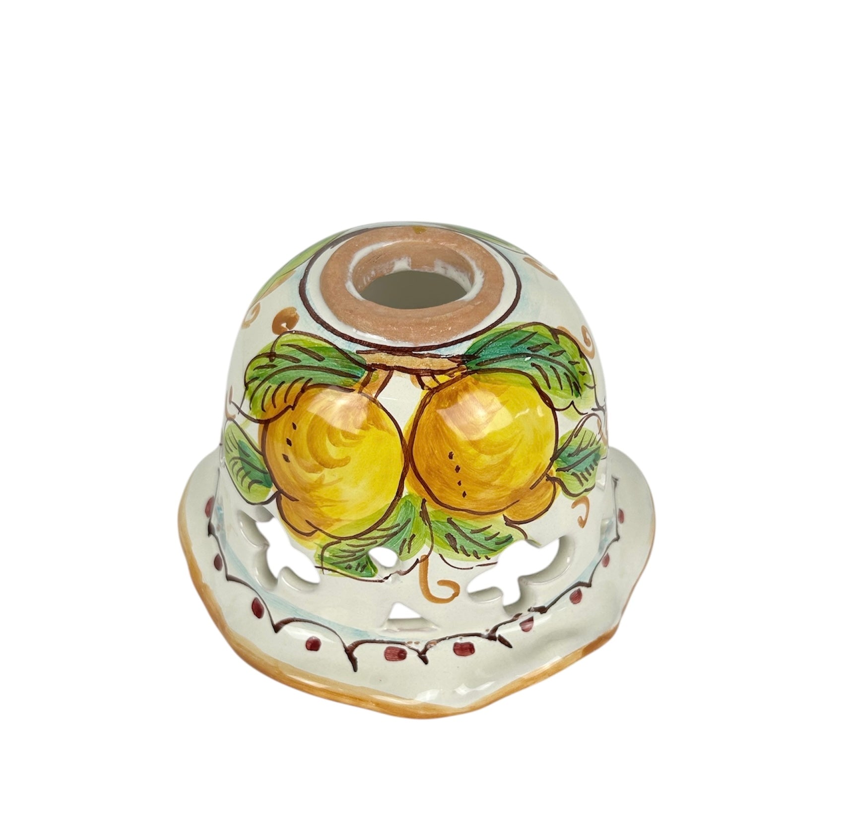 Coppa in ceramica per lampadario applique plafoniera decorata realizzata e firmato a mano art. limoni
