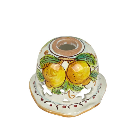 Coppa in ceramica per lampadario applique plafoniera decorata realizzata e firmato a mano art. limoni