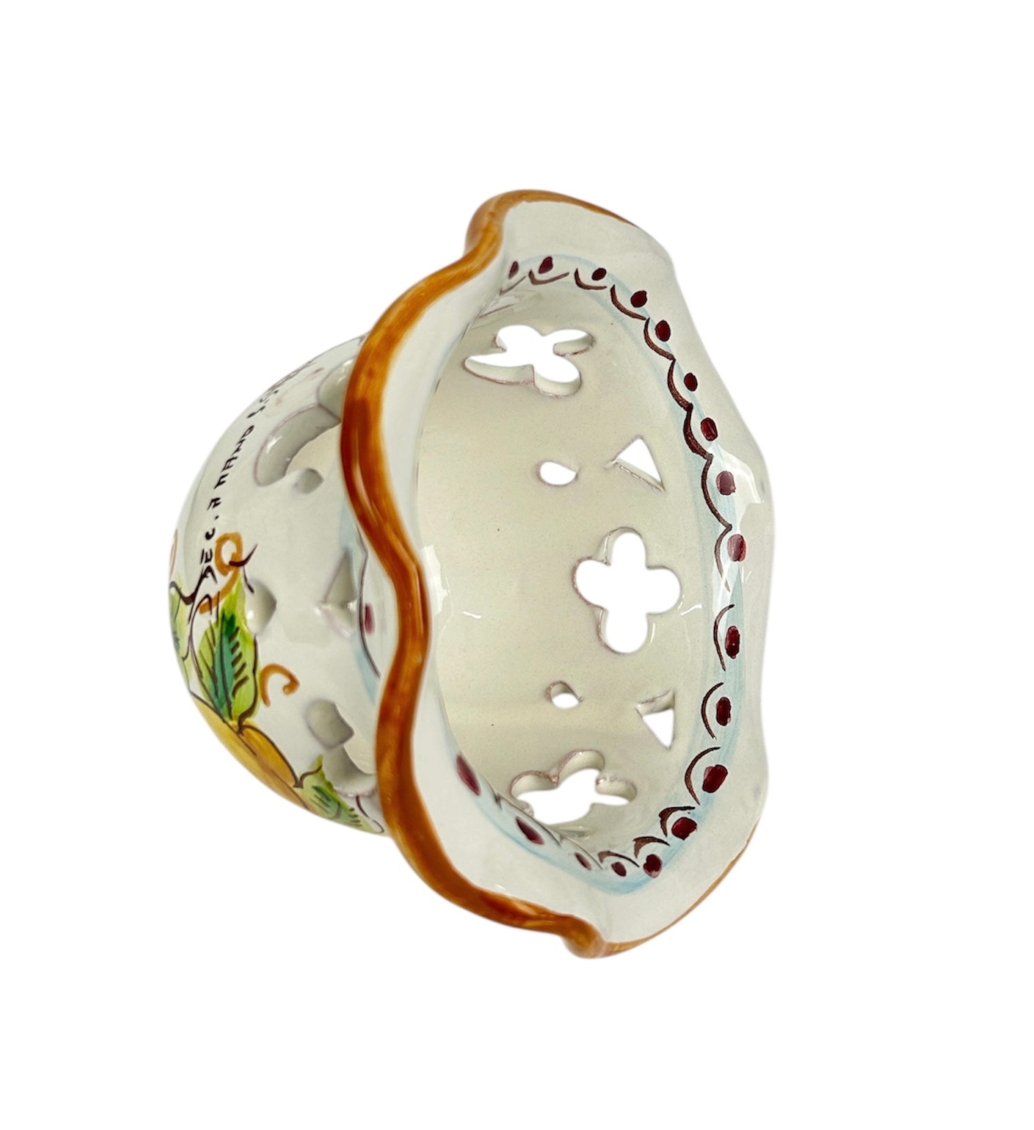 Coppa in ceramica per lampadario applique plafoniera decorata realizzata e firmato a mano art. limoni