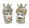 Pair of Sicilian ceramic Moor's heads from Caltagirone h20cm art. Cerchi 