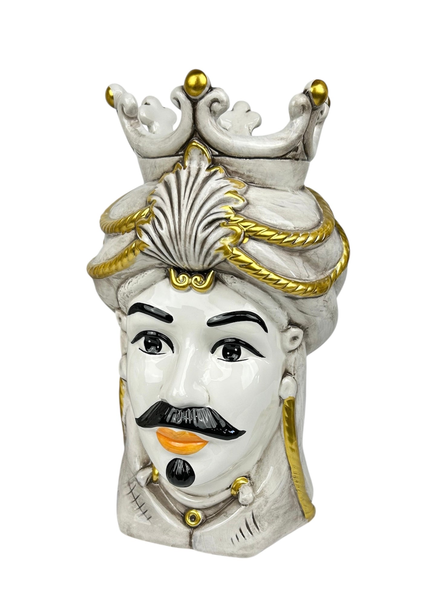 Pair of Sicilian ceramic Moor's heads from Caltagirone h20cm art. Cerchi 