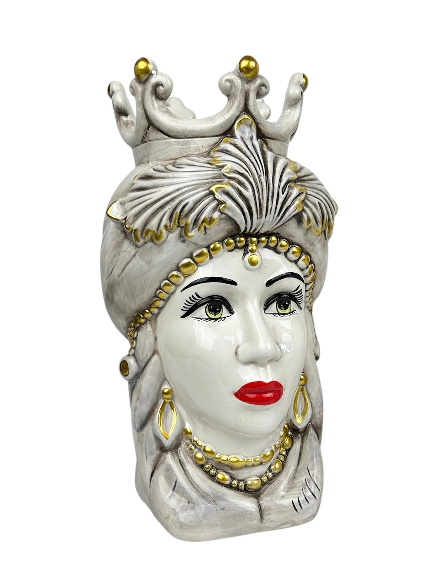 Pair of Sicilian ceramic Moor's heads from Caltagirone h20cm art. Cerchi 